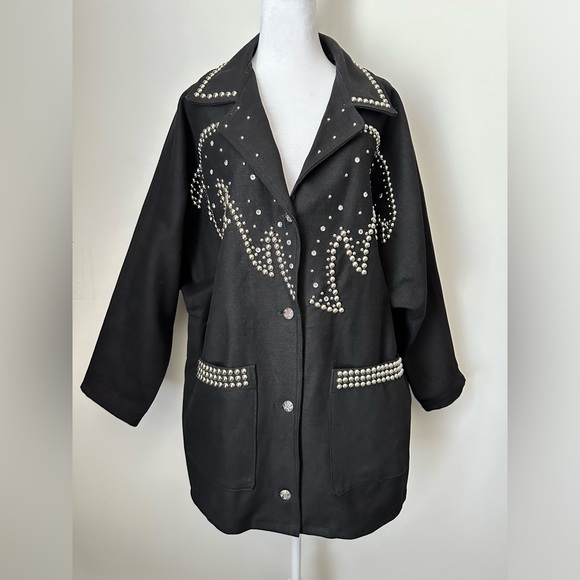 Source Unknown | Jackets & Coats | Vintage Western Black Denim Stud ...